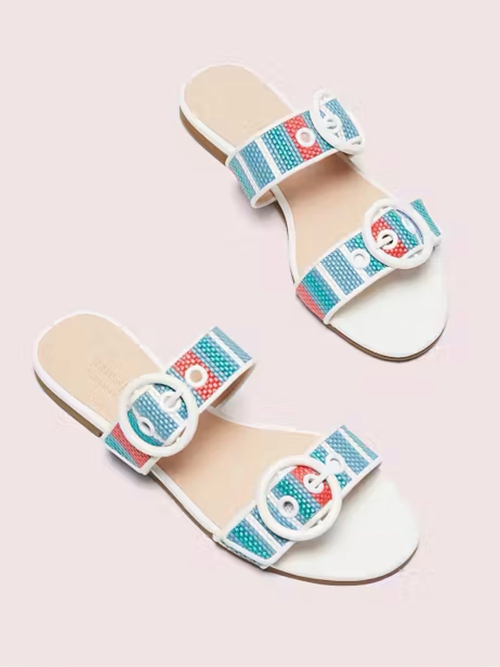 Kate Spade Women Multi Color Double Strap Sandals Marine Size 8.5B